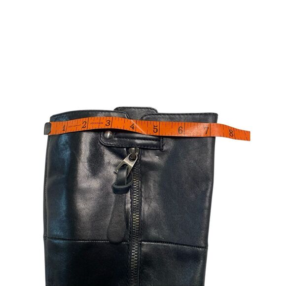 Enzo Angiolini Black Leather Riding Boots Womens 8.5 Zip Tall Knee High Shoes - Picture 7 of 9